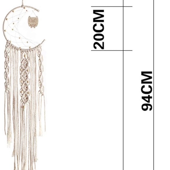 Handmade Boho Macrame Moon Owl Cotton DreamCatcher - Picture 5 of 5